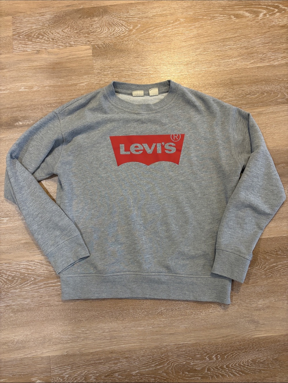 Levi's Gray Crewneck Sweatshirt with Red Logo